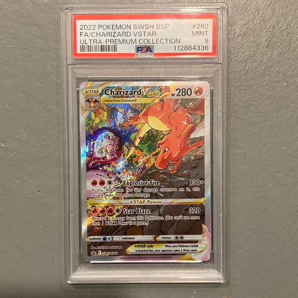 Pokemon Charizard VSTAR Card - Red and Silver - PSA Graded 9 Mint